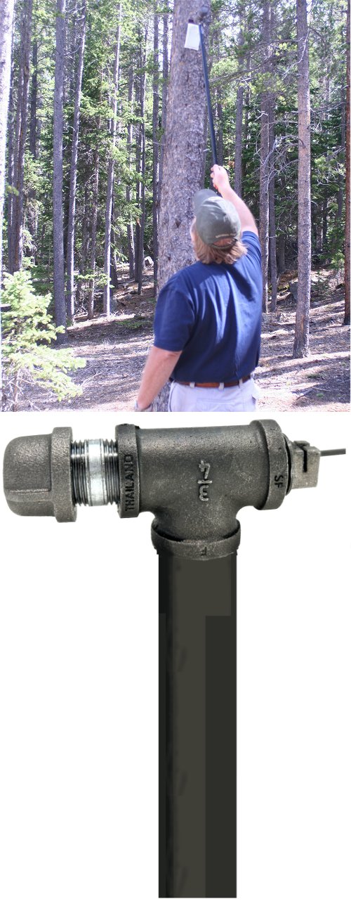 applying verbenone pouch with extension hammer